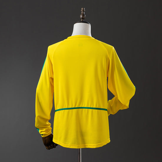 Brazil 2002 Home Men's Long Sleeve Jersey- Retro