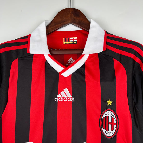AC Milan 2009/10 Home Men's Long Sleeve Jersey- Retro