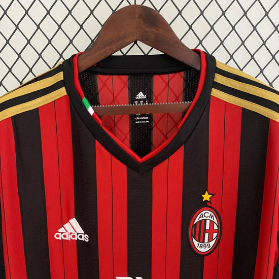 AC Milan 2013/14 Home Men's Long Sleeve Jersey- Retro