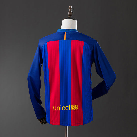 Barcelona 16/17 Home Men's Long Sleeve Jersey- Retro