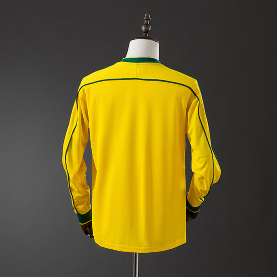 Brazil 1998 Home Men's Long Sleeve Jersey- Retro