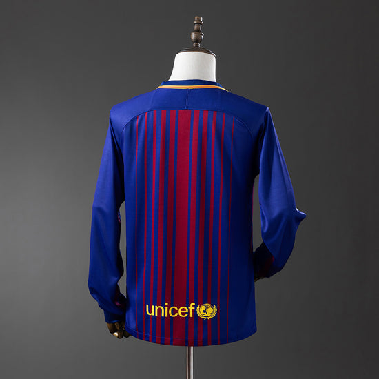 Barcelona 17/18 Home Men's Long Sleeve Jersey- Retro