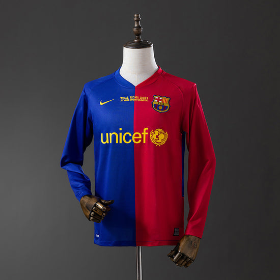 Barcelona 08/09 Home UCL Final Men's Long Sleeve Jersey- Retro