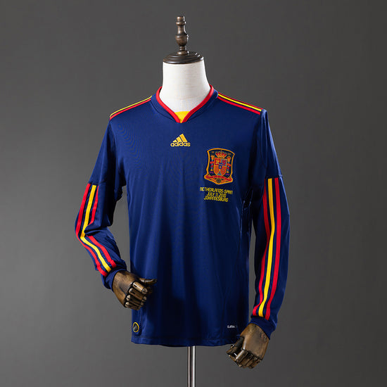 Spain 2010 Away World Cup Final Men's Long Sleeve Jersey- Retro