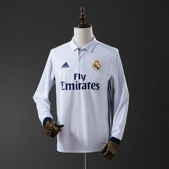 Real Madrid 16/17 Home Men's Long Sleeve Jersey- Retro