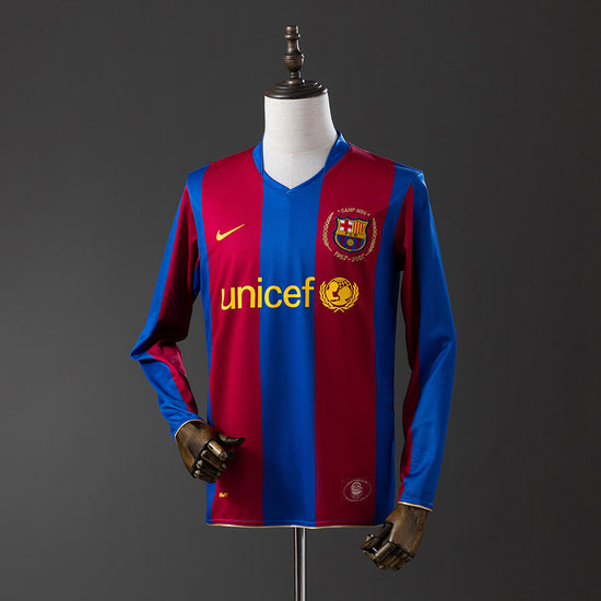 Barcelona 07/08 Home Men's Long Sleeve Jersey- Retro