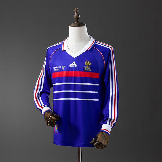 France 1998 Home World Cup Final Men's Long Sleeve Jersey- Retro