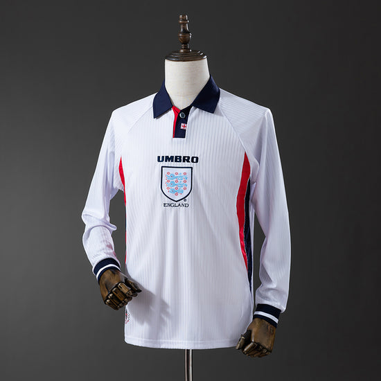 England 1998 Home Men's Long Sleeve Jersey- Retro