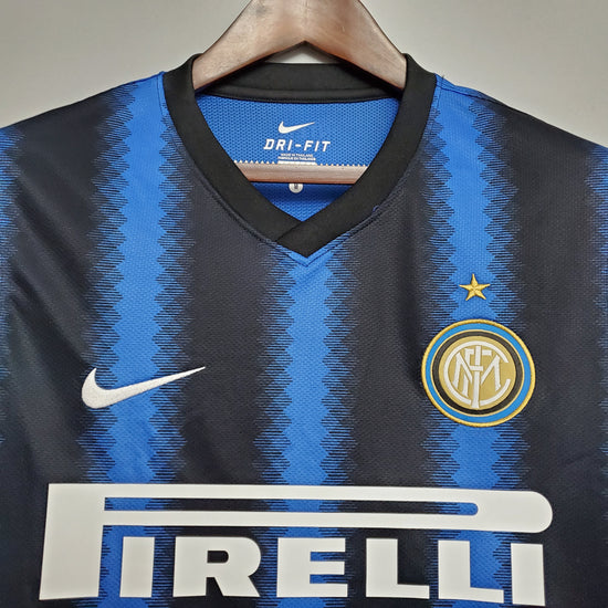 Inter Milan 2010/11 Home Men's Long Sleeve Jersey- Retro