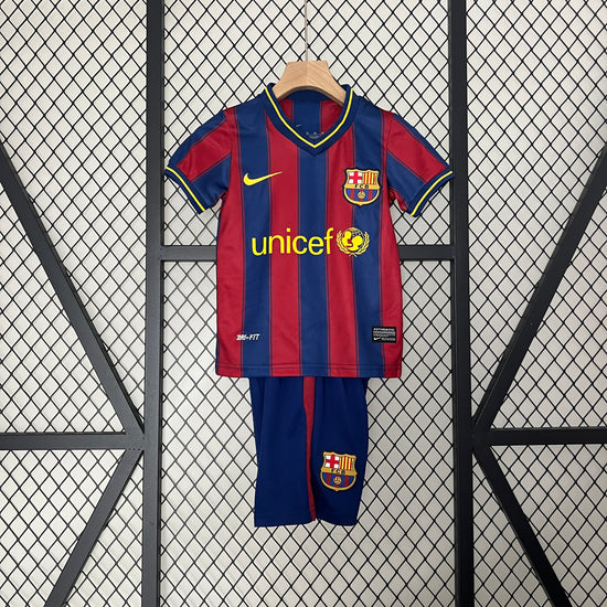 Barcelona FC 2009/10 Home Kid's Jersey & Shorts - Retro