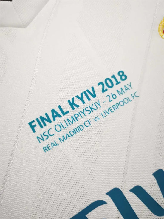 Real Madrid 2017/18 Home UCL Final Men's Long Sleeve Jersey- Retro
