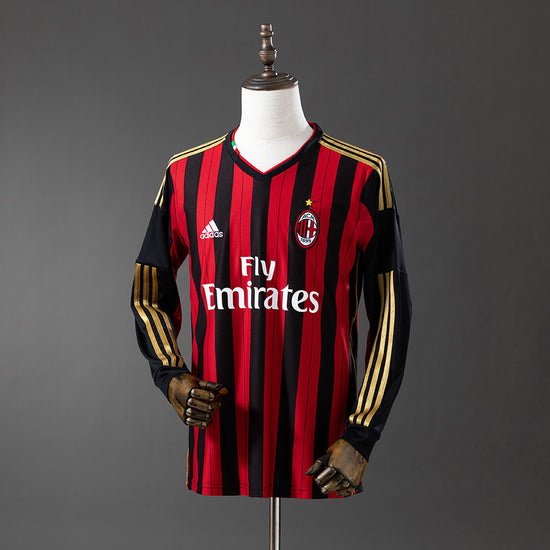 AC Milan 13/14 Home Men's Long Sleeve Jersey- Retro