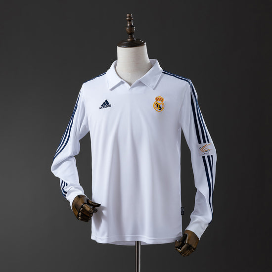 Real Madrid 01/02 Home Men's Long Sleeve Jersey- Retro