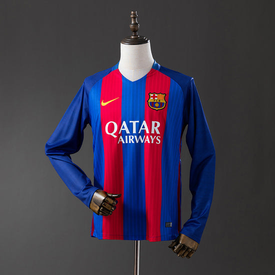 Barcelona 16/17 Home Men's Long Sleeve Jersey- Retro