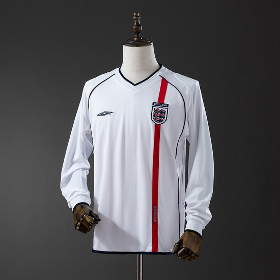 England 2002 Home Men's Long Sleeve Jersey- Retro