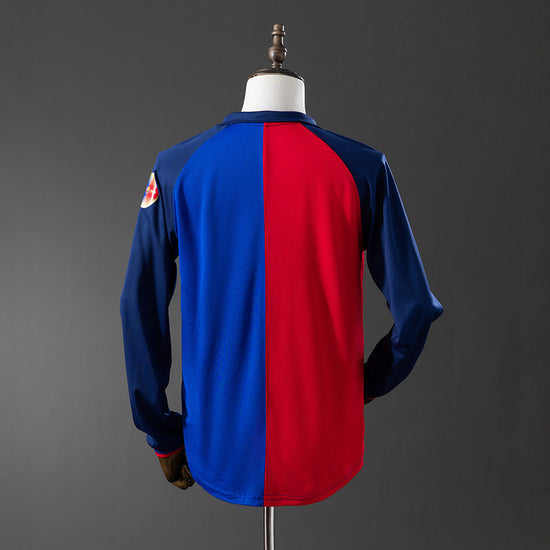 Barcelona 100th Anniversary Home Men's Long Sleeve Jersey- Retro