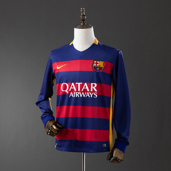 Barcelona 15/16 Home Men's Long Sleeve Jersey- Retro