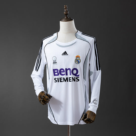 Real Madrid 06/07 Home Men's Long Sleeve Jersey- Retro