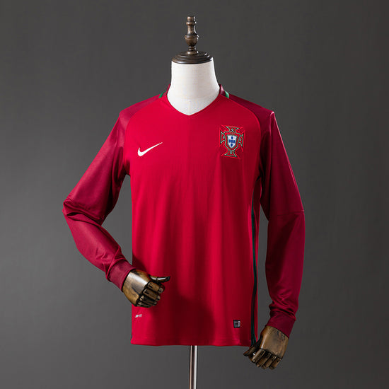 Portugal 2016 Home Men's Long Sleeve Jersey- Retro