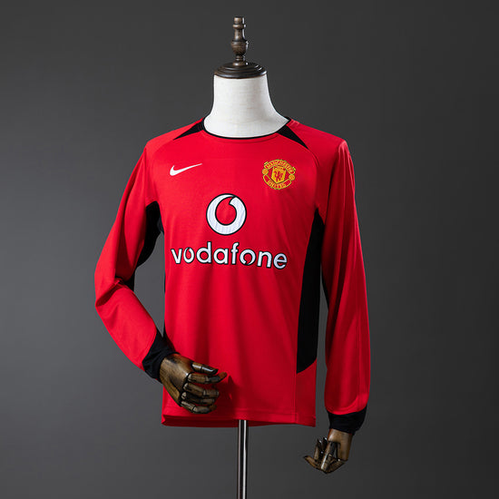 Manchester United 02/04 Home Men's Long Sleeve Jersey- Retro