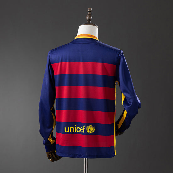 Barcelona 15/16 Home Men's Long Sleeve Jersey- Retro